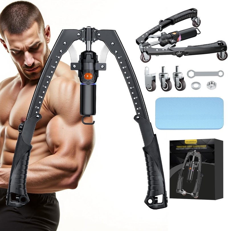 WAKISA Twister Arm Trainer, 3 in 1 Hydraulic Power Chest Workout Equipment with Ab Roller Wheels and Hooks, Adjustable 22-440lbs Arm Trainer for Men Women, Home Gym Equipment for Full Body Strength Training - Image 1